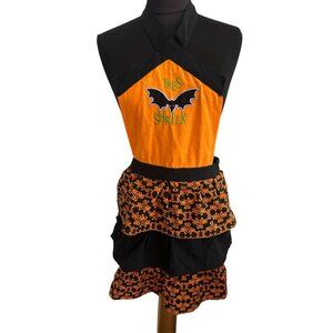 Halloween Apron With "Tres Shriek" Bat Design 100% Cotton Made In India